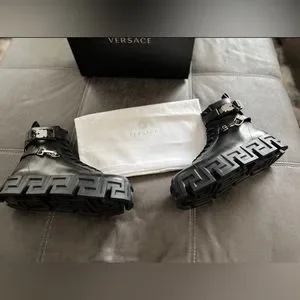 Versace | Shoes | Versace Greca Labyrinth Leather Boots  display picture 1